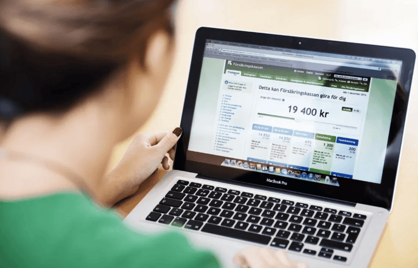 Laptop som visa sida hos Försäkrignskassan